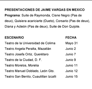 Presentaciones de Jaime Vargas en MÃ©xico