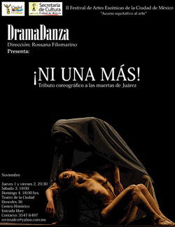 Dramadanza, presenta Ni una mÃ¡s, tributo coreogrÃ¡fico a las muertas de JuÃ¡rez, en el Teatro de la Ciudad