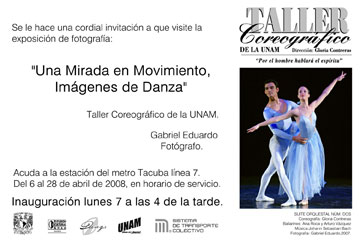 Una mirada en movimiento. ImÃ¡genes de danza, exposiciÃ³n de Gabriel Eduardo
