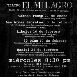 El Milagro abre sus puertas al Festival Alternativo de Música, enero 2010 El Milagro abre sus puertas al Festival Alternativo de Música, enero 2010