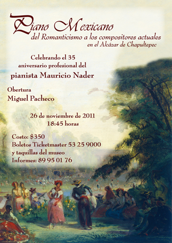 Mauricio Náder… celebra 35 años de grandes éxitos en el Alcázar del Castillo de Chapultepec. Mexico, noviembre 2011 Mauricio Náder… celebra 35 años de grandes éxitos en el Alcázar del Castillo de Chapultepec. Mexico, noviembre 2011