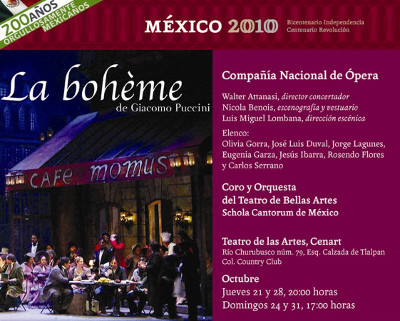 Ramon Vargas Director Artistico de Opera de Bellas Artes, julio 2013: La Boheme